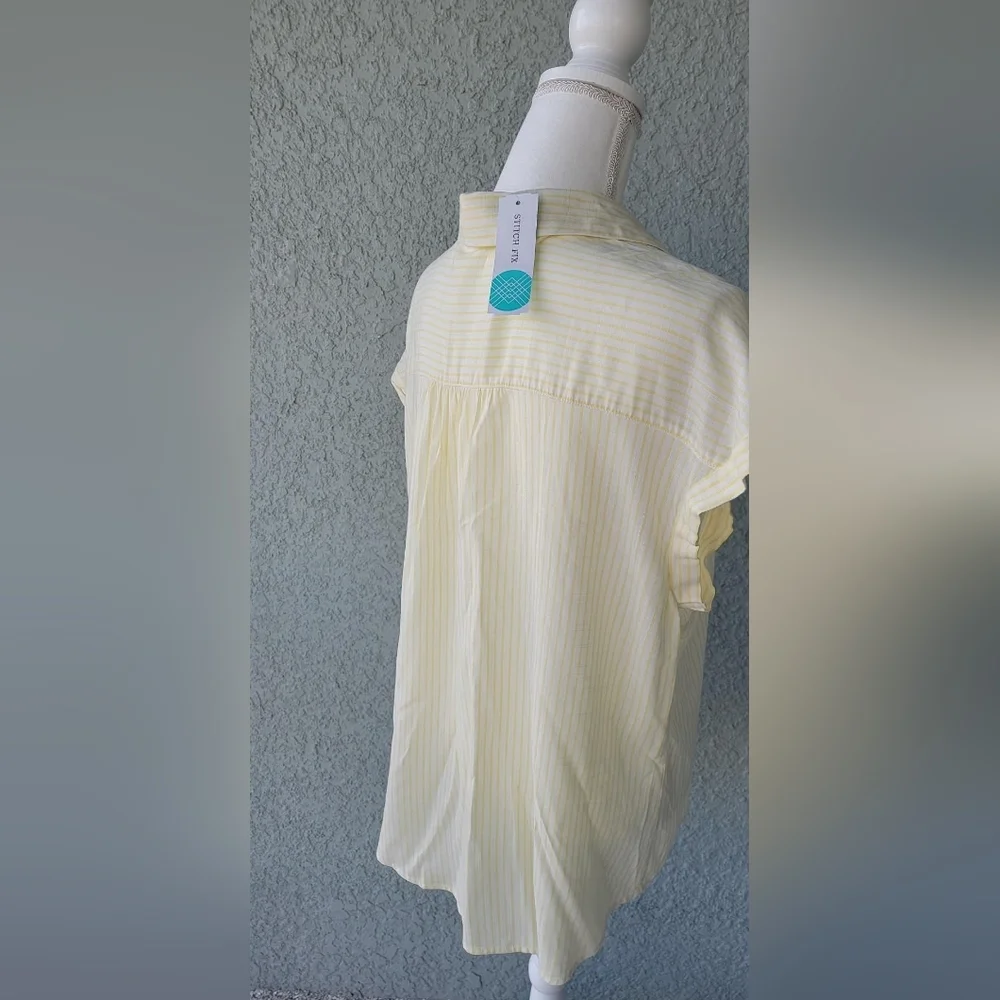 Fortune + Ivy Women's Light Yellow Button-Down Shirt - Picture 2 of 10